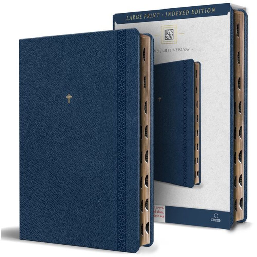 KJV Holy Bible, Large Print Handy Size Format, Blue Premium Imitation Leather wi